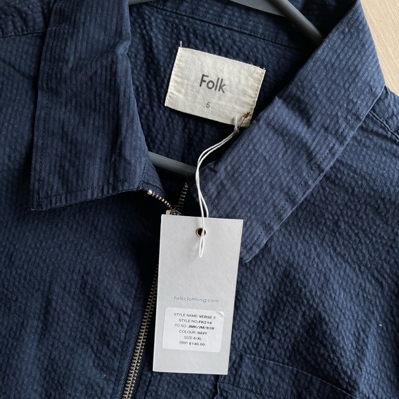 Folk Verge Seersucker Overshirt - Navy / Men’s XL - Picture 2 of 4